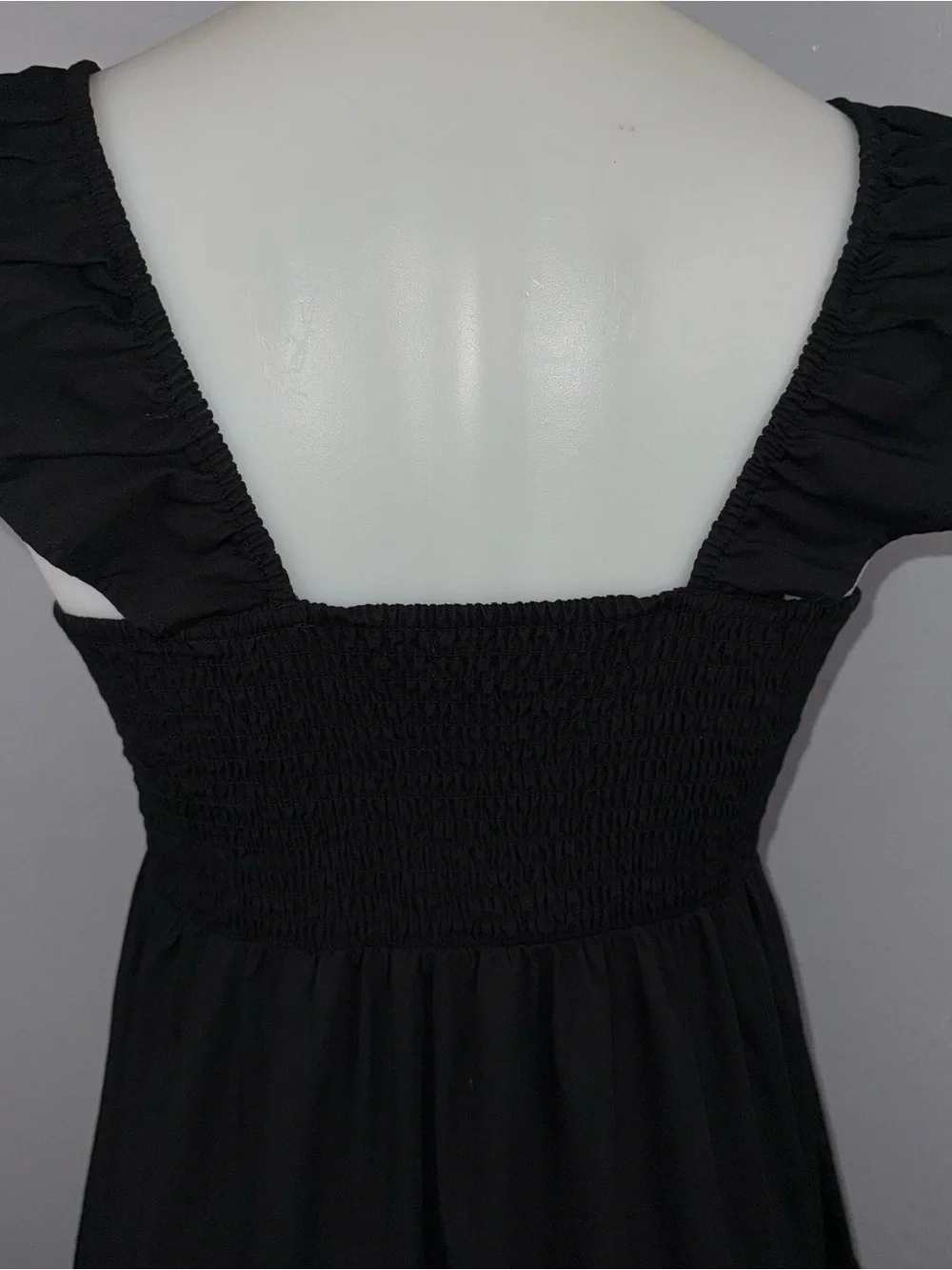 Abercrombie & Finch Tiered Ruffle Sleeve Poplin Maxi Dress M Black Whimsigoth